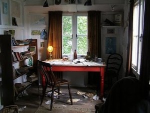 Dylan Thomas' writing shed.  Room for the writer alone. 